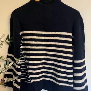 Navy and White Striped Women's Sweater